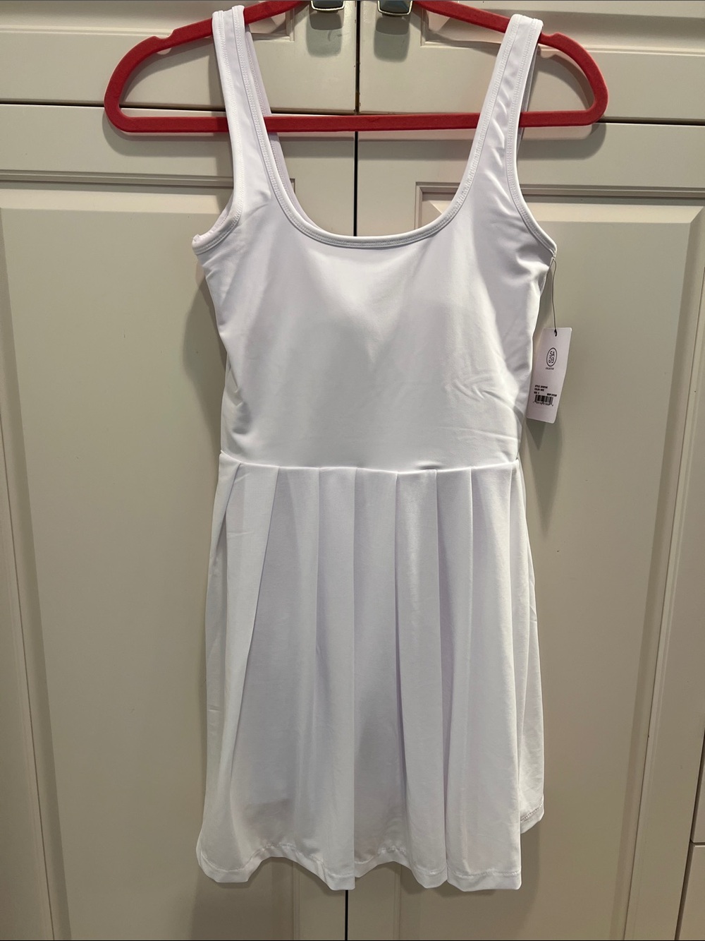 Sage White Pleated Tank Mini Dress
